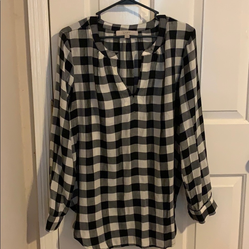 Loft Buffalo Plaid Tunic Blouse
